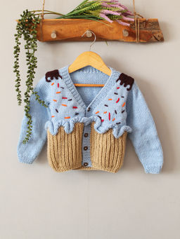 Woonie - Blue Handknitted Cupcake Sweater