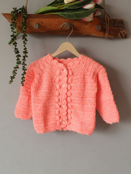 Woonie - Pink Crochet Sweater
