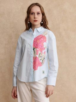 RAREISM - Ceredo Light Blue Print Boxy Shirt