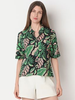 VERO MODA - Green Printed Viscose Shirt