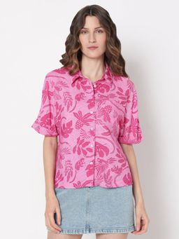 VERO MODA - Pink Tropical Viscose Shirt