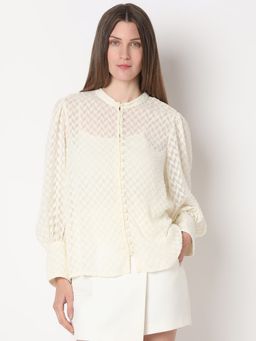 VERO MODA - Off-White Self Design Shirt