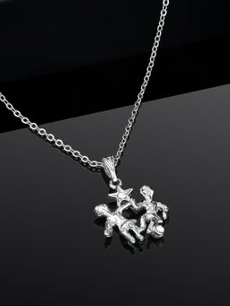 Estele - Rhodium Plated Gemini Zodiac Sign Designer Pendant with Crystal for Women