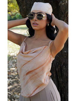 THR3LETTER - Knot Me Up Top with Cowl Neck