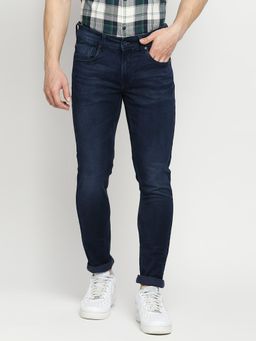 Spykar - Dark Blue Cotton Super Slim Fit Tapered Length Jeans for Men (Super Skinny)