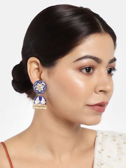Laida - Blue & Gold-Plated Meenakari Dome Shaped Jhumkas