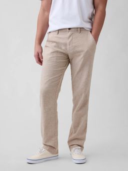 GAP - Beige Mid-Rise Linen-Blend Pant