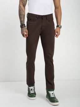 necked - Dark Grey Slim Fit Plain Pant