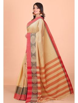 Unnati Silks - Cream Pure Narayani Cotton Saree with Unstitched Blouse