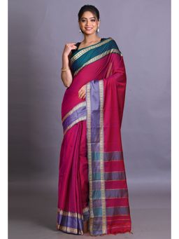 Unnati Silks - Pink Pure Handloom Narayani Cotton Saree with Unstitched Blouse