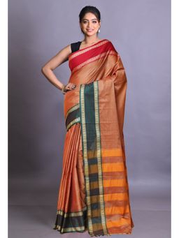 Unnati Silks - Beige Pure Handloom Narayani Cotton Saree with Unstitched Blouse