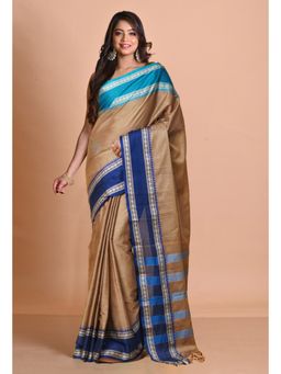 Unnati Silks - Beige Pure Handloom Narayani Cotton Saree with Unstitched Blouse
