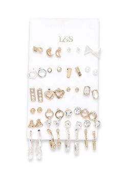 Lilly & Sparkle - Gold-Toned Circular Studs Earrings (Pack of 24)