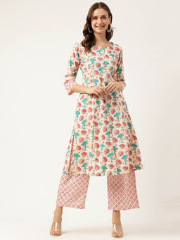 Divena - Floral Cotton Kurta with Palazzo (Set of 2)