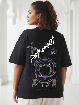 Bewakoof - Women's Black BTS Astro Graphic Printed Oversized Plus Size T-shirt
