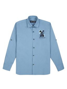 CAVIO - Boys Cotton Regular Fit Full Sleeves Casual Shirt-Blue