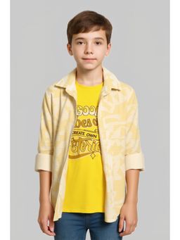 CAVIO - Boys Cotton Printed Full Sleeve Shirt and T-Shirt-Yellow
