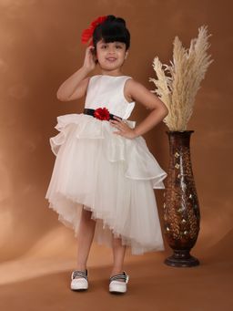 Toy Balloon Kids - Off White Hi Low Girls Party Wear Dress