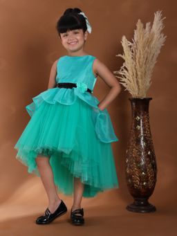Toy Balloon Kids - Rama Green Hi Low Girls Party Wear Dress