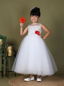 Toy Balloon Kids - White Gown Girls Party Wear Dress