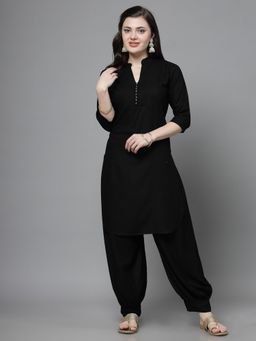 Clora Creation - Black Yoke Design Kurta with Afghani Salwar