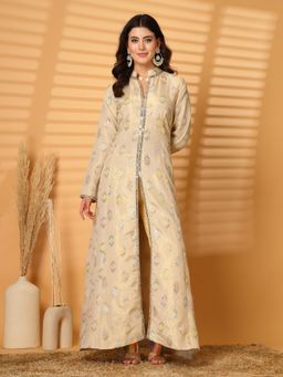 Clora Creation - Pure Silk Front Open Long Kurta with Pant