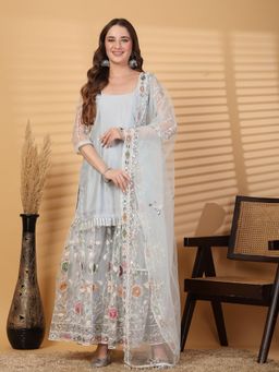 Clora Creation - Embellished Kurta with Sharara and Dupatta
