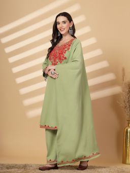 Clora Creation - Pista Green Embroidered Kurta Pant With Dupatta