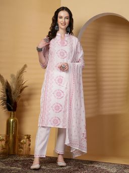 Clora Creation - Magenta Printed Cotton Kurta Pant with Dupatta