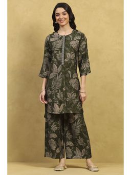 Rangriti - Women Green Viscose Blend Printed Straight Co-Ord Set