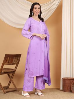 Poshak Chikan Studio - Women's Lucknowi Chikankari Kurta Palazzo with Dupatta