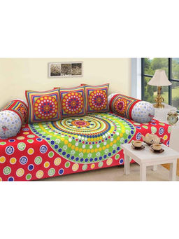 BAJO'S - 6 Pcs Red Printed Cotton Single Bedding Set