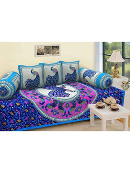 BAJO'S - 6 Pcs Blue Ethnic Cotton Bedding Set
