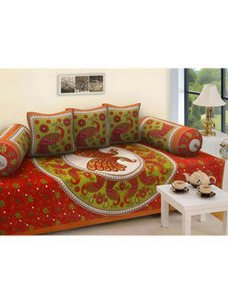 BAJO'S - 6 Pcs Red Ethnic Cotton Bedding Set
