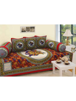 BAJO'S - 6 Pcs Red Ethnic Cotton Bedding Set