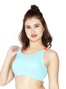 BRACHY - Green Solid Non-Wired Lightly Padded Sports Bra