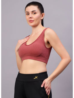 BRACHY - Brown Non-Wired Removable Padded Full Coverage Low Impact Sports Bra