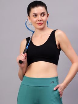 BRACHY - Black Non-Wired Removable Padded Full Coverage Low Impact Sports Bra