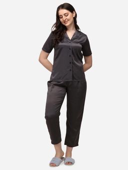 Smarty Pants - Women Silk Satin Shoulder Collar Nightsuit (Set of 2)