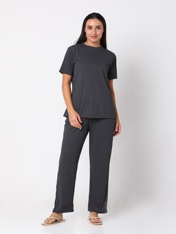 Smarty Pants - Women Cotton Rib Round Neck Night Suit (Set of 2)