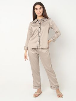 Smarty Pants - Women Silk Satin Chocolate Night Suit (Set of 2)