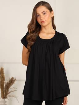 Zelena - Women Half Sleeves Viscose Maternity Zipless Nursing Top