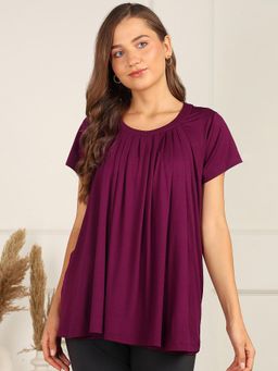 Zelena - Women Half Sleeves Viscose Maternity Zipless Nursing Top