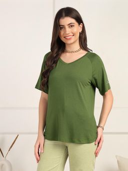 Zelena - Women Half Sleeves Viscose Maternity Nursing Top with Zip