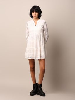 ONLY - Women White Fit And Flare Mini Dress