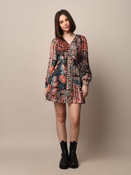 ONLY - Women Aztec Printed Party Multicolor Fit and Flare Dress