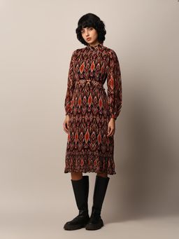 ONLY - Women Printed Casual Black Midi Dress