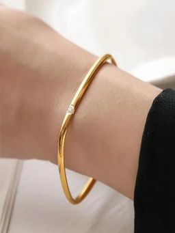 Sorele - Women 18K Gold Plated Minimalist Lumiere Solitaire Kada