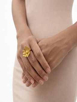 Sorele - Women 18K Gold Plated Minimalist Flower Bloom Ring