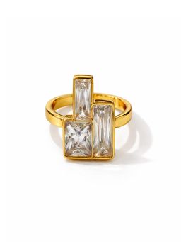 Sorele - Women 18K Gold Plated Statement Crystal Block Ring